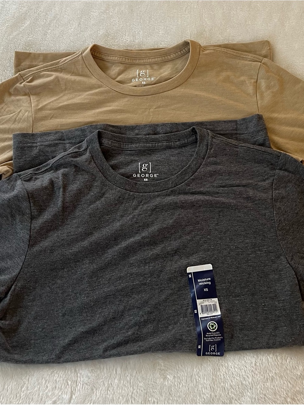 George Short Sleeve Crew Neck T-Shirts in Charcoal and Tan